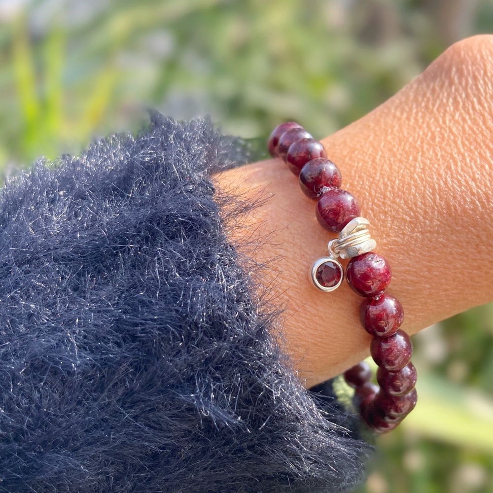 AAA Garnet Charm Bracelet